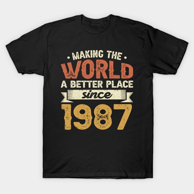 Birthday Making the world better place since 1987 T-Shirt by IngeniousMerch